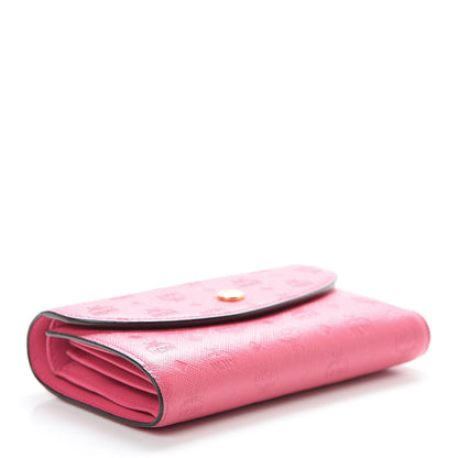 MCM Embossed Saffiano Tri-Fold Flap Wallet Pink 4 of 9