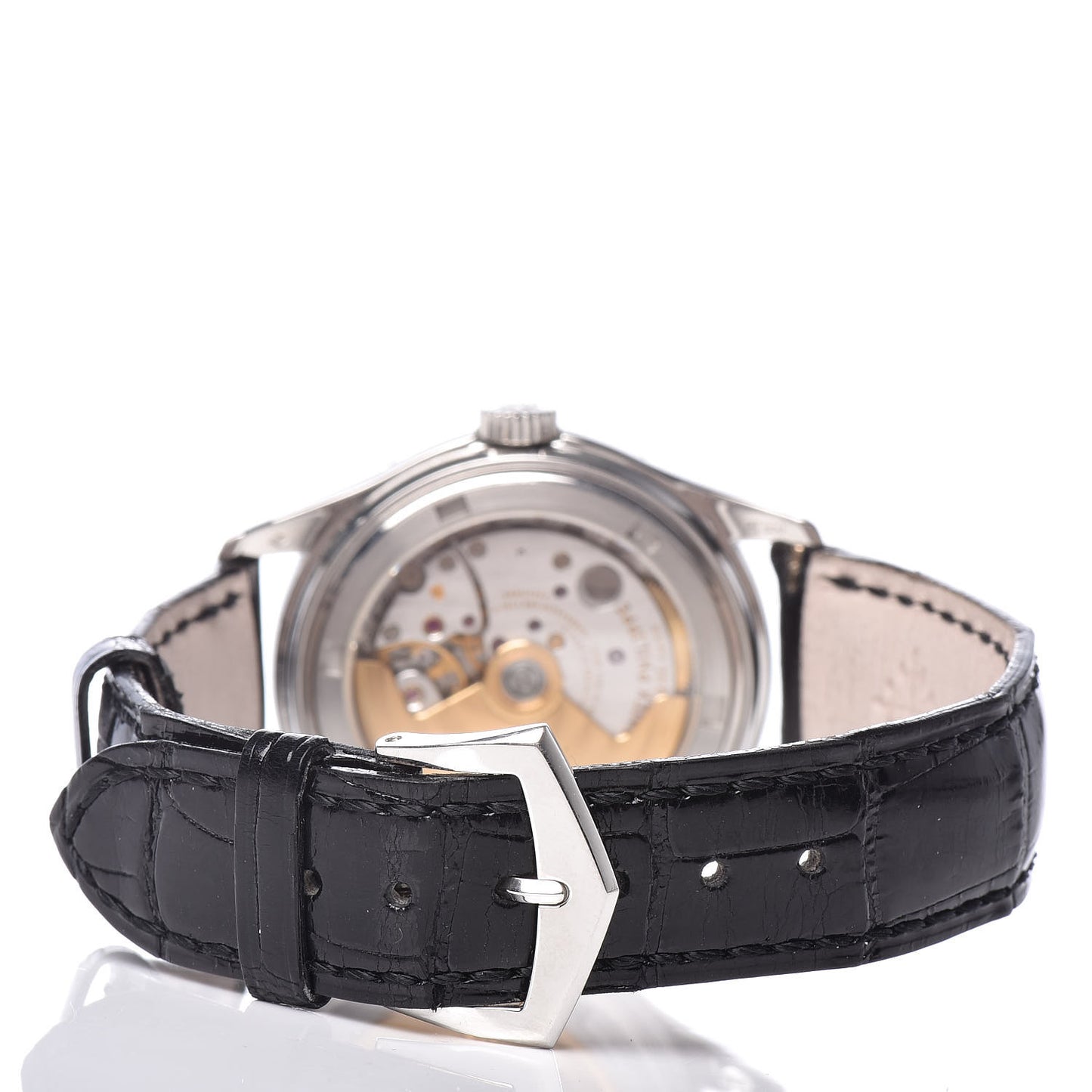 Platinum Alligator 37mm Annual Calendar Moonphase Automatic Watch Black 5056P-001