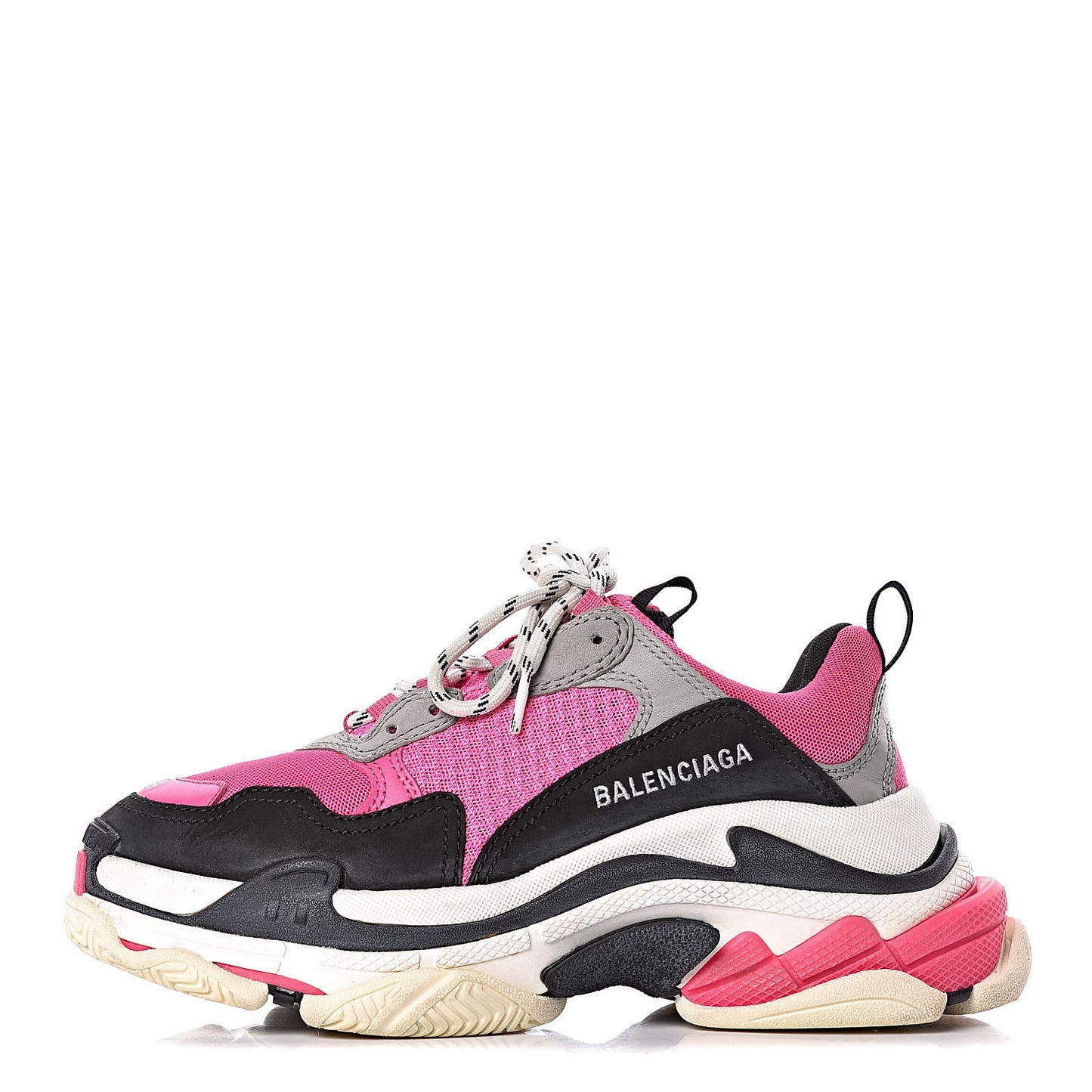 Fabric Mesh Womens Triple S Sneakers 38 Fluo Pink Grey White
