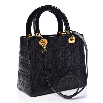 Christian Dior Lambskin Cannage Medium Lady Dior Black 2 of 9