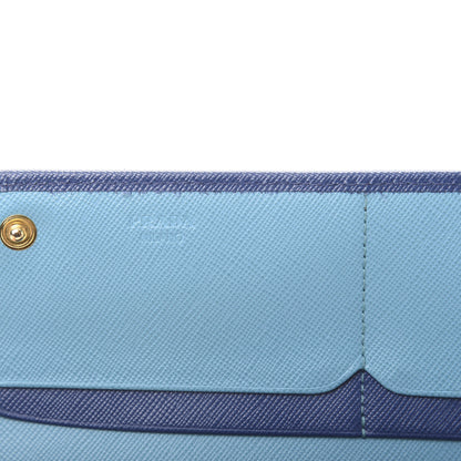 Prada Saffiano Metal Continental Flap Travel Wallet Bluette 6 of 9