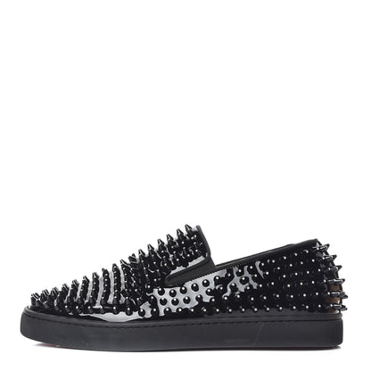 Christian Louboutin Patent Spikes Mens Galactokai Flat 42 Black Lucido 1 of 10