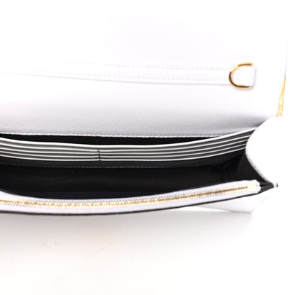 Fendi Vitello Cruise F is Fendi FF 1974 Embossed Medium Envelope Wallet On Chain Optical White Maya Black 6 of 16