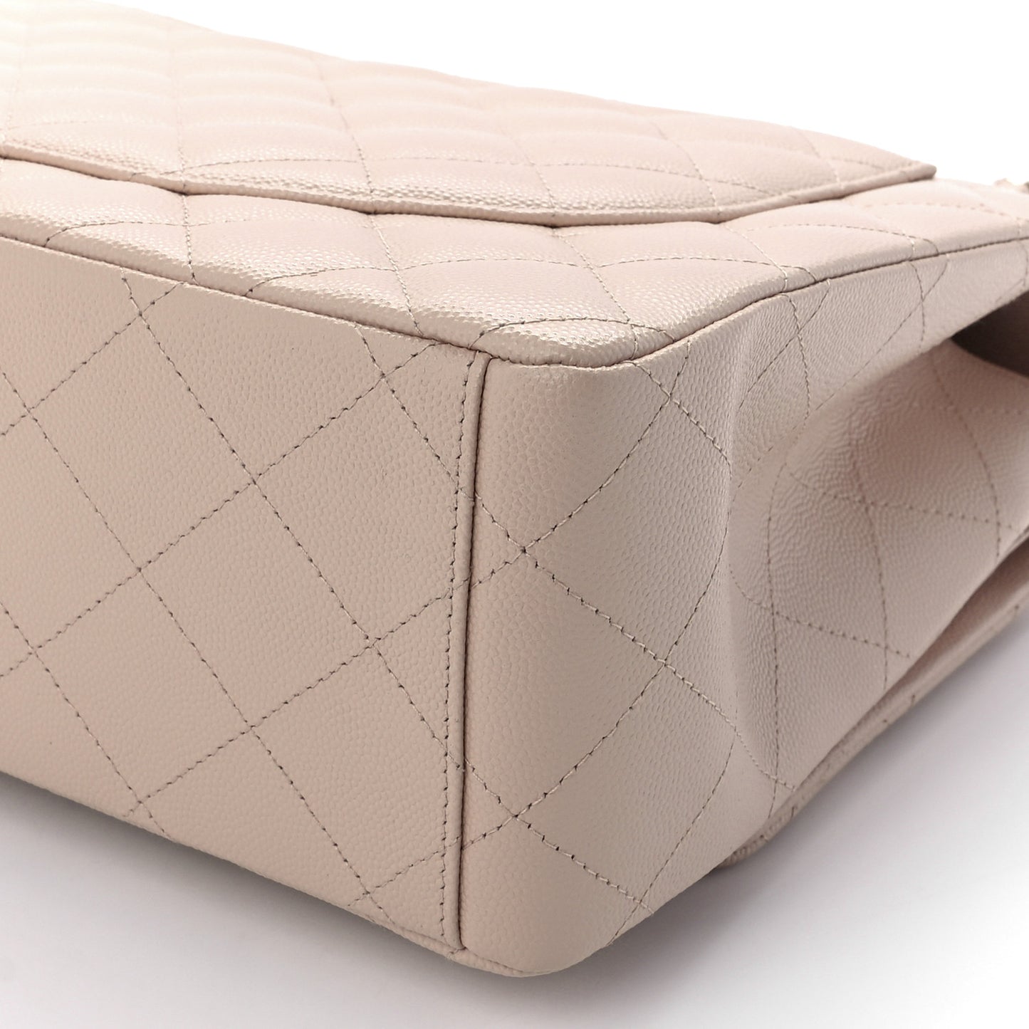 Caviar Quilted Maxi Double Flap Beige