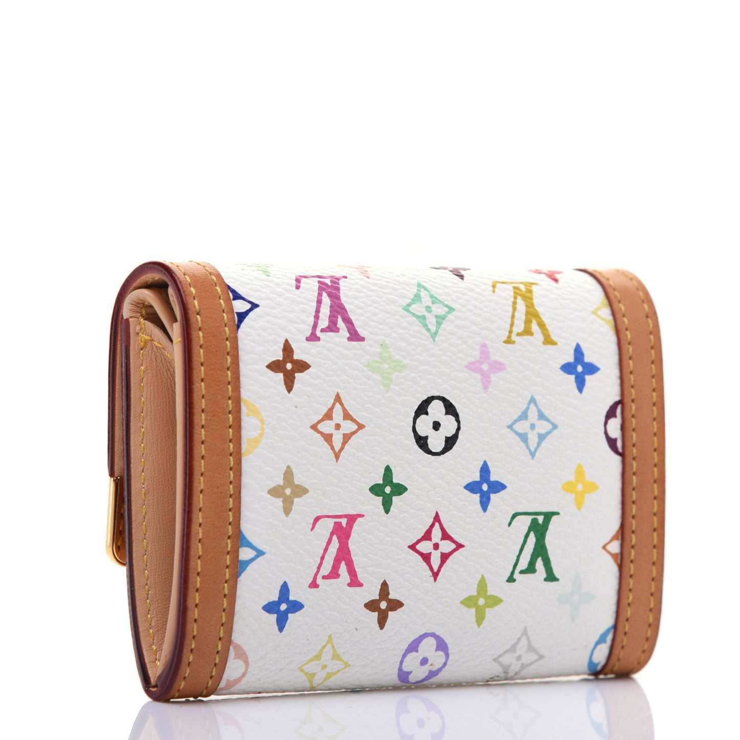 Monogram Multicolor Porte-Monnaie Plat Coin Purse White