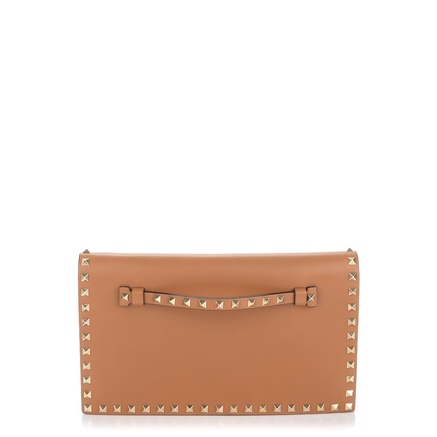 Nappa Rockstud Wristlet Clutch Camel
