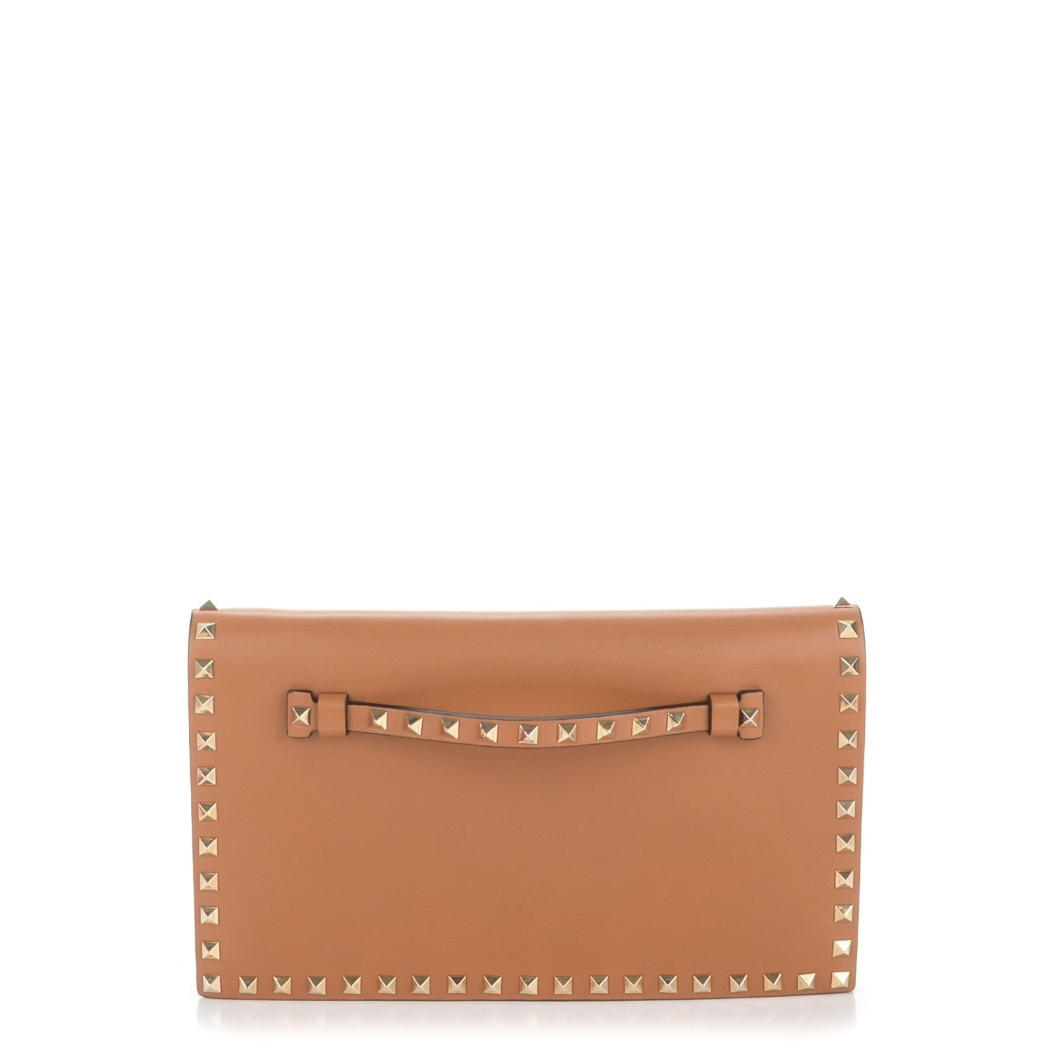 Valentino Garavani Nappa Rockstud Wristlet Clutch Camel 1 of 8