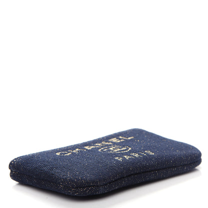 Chanel Lurex Canvas Deauville Cosmetic Pouch Navy Blue Gold 4 of 7