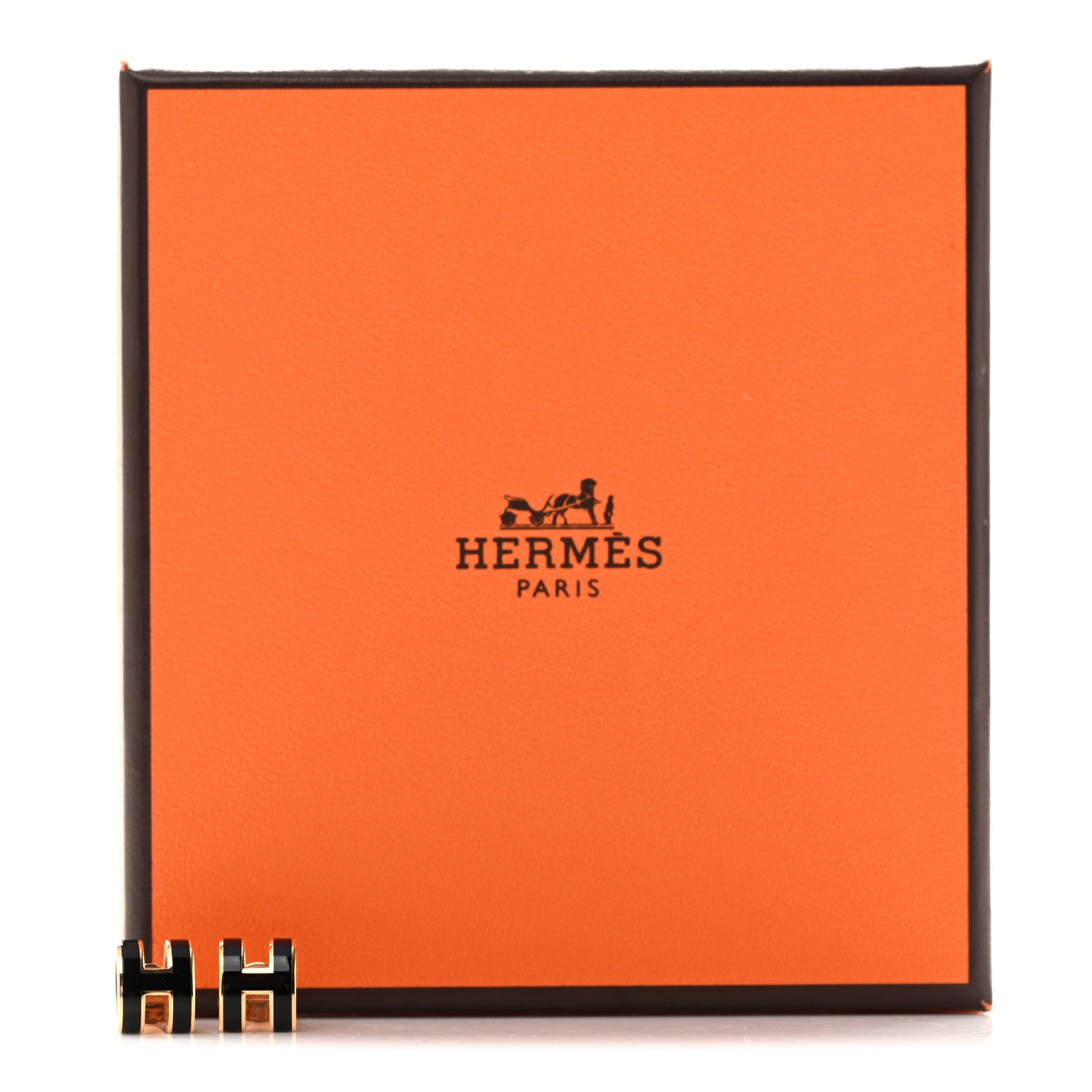 Hermes Gold Lacquered Mini Pop H Earrings Black 5 of 5