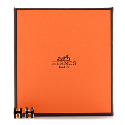 Hermes Gold Lacquered Mini Pop H Earrings Black 5 of 5