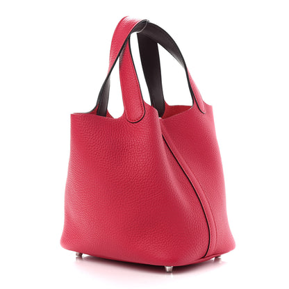 Hermes Taurillon Clemence Swift Eclat Picotin Lock 18 PM Framboise Rouge Sellier 3 of 9
