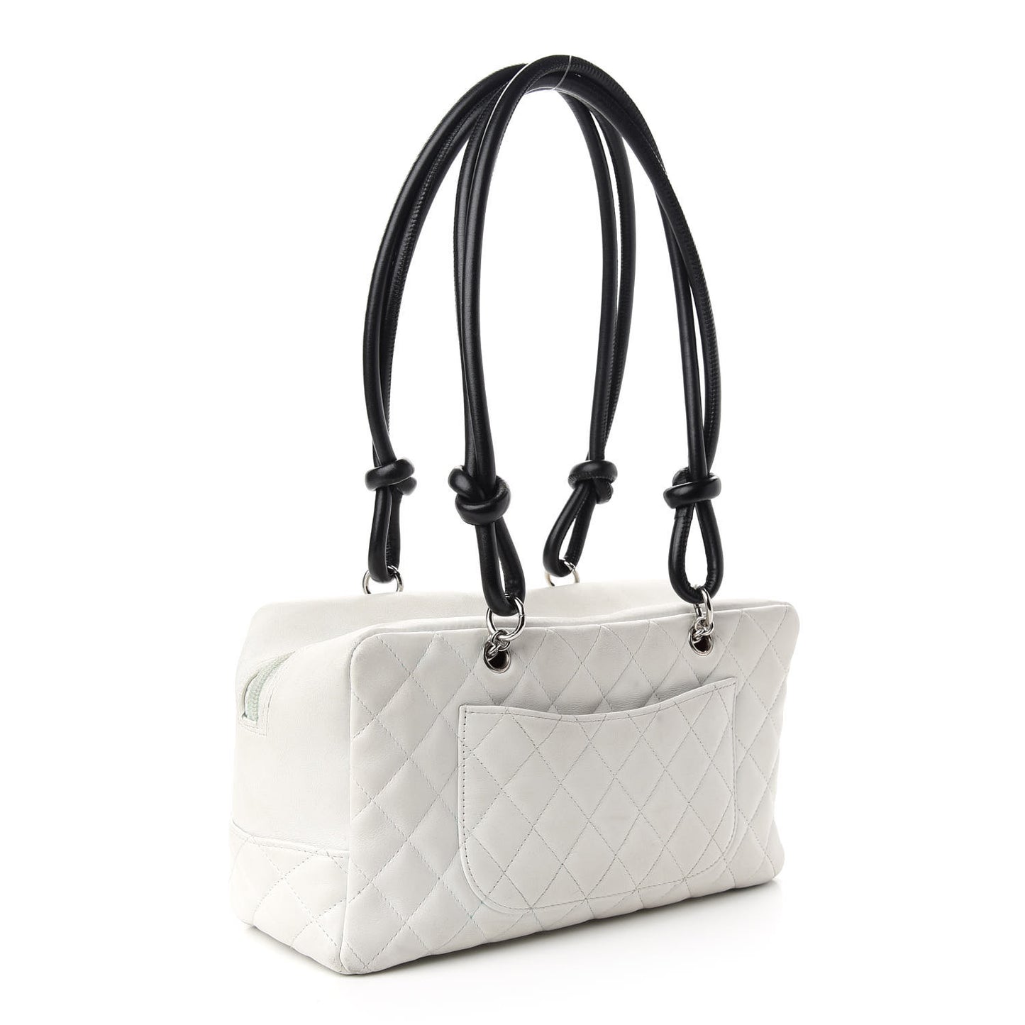 Calfskin Quilted Large Cambon Bowler White Black