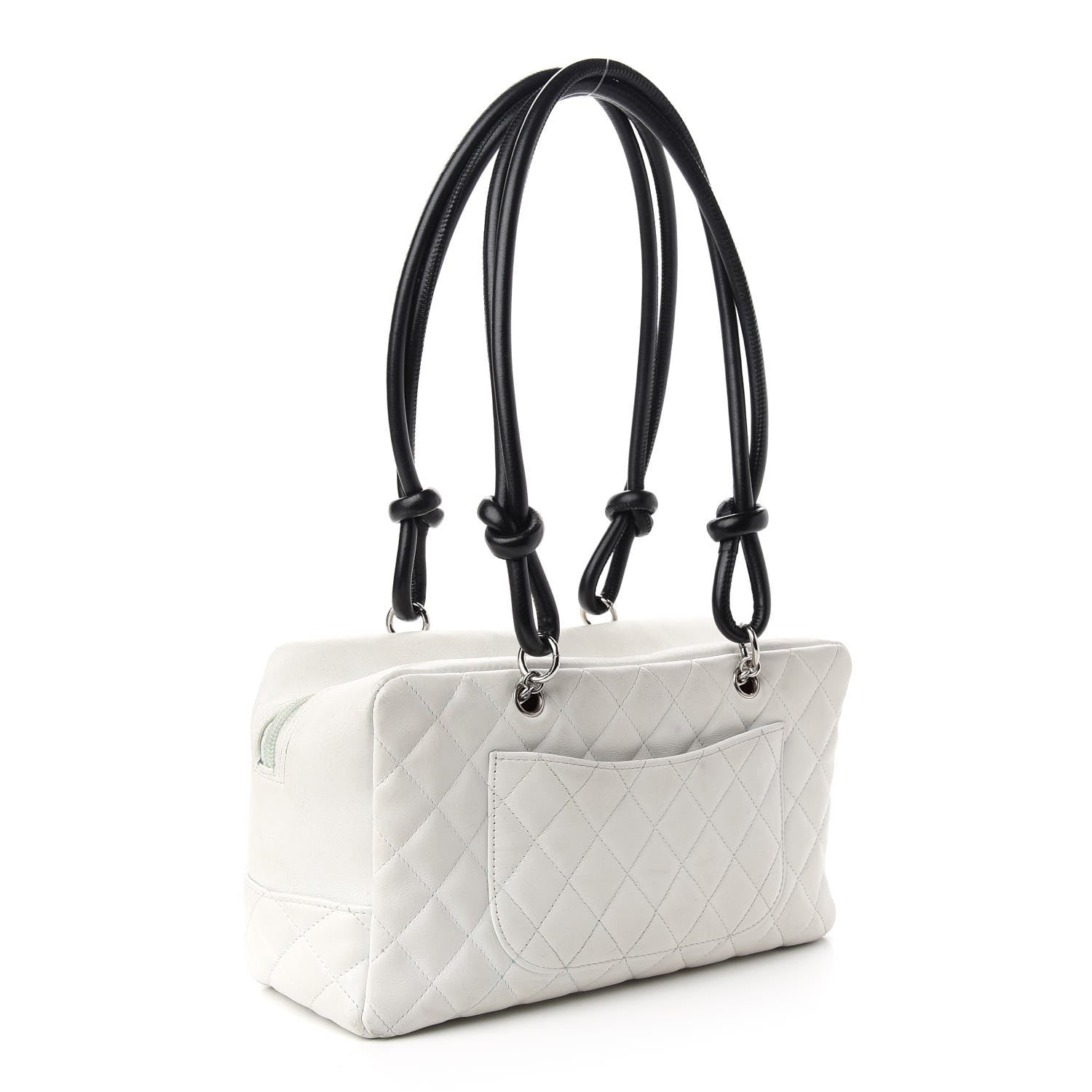 Chanel Calfskin Quilted Large Cambon Bowler White Black 3 of 11