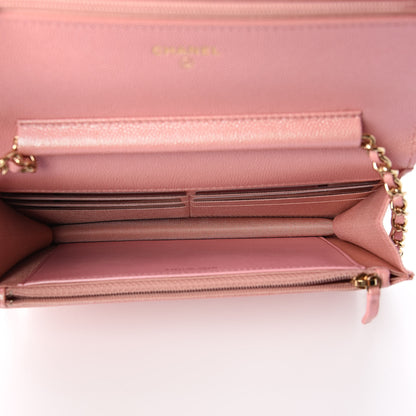 Chanel Iridescent Caviar Quilted Wallet on Chain WOC Rose Pink 5 of 12
