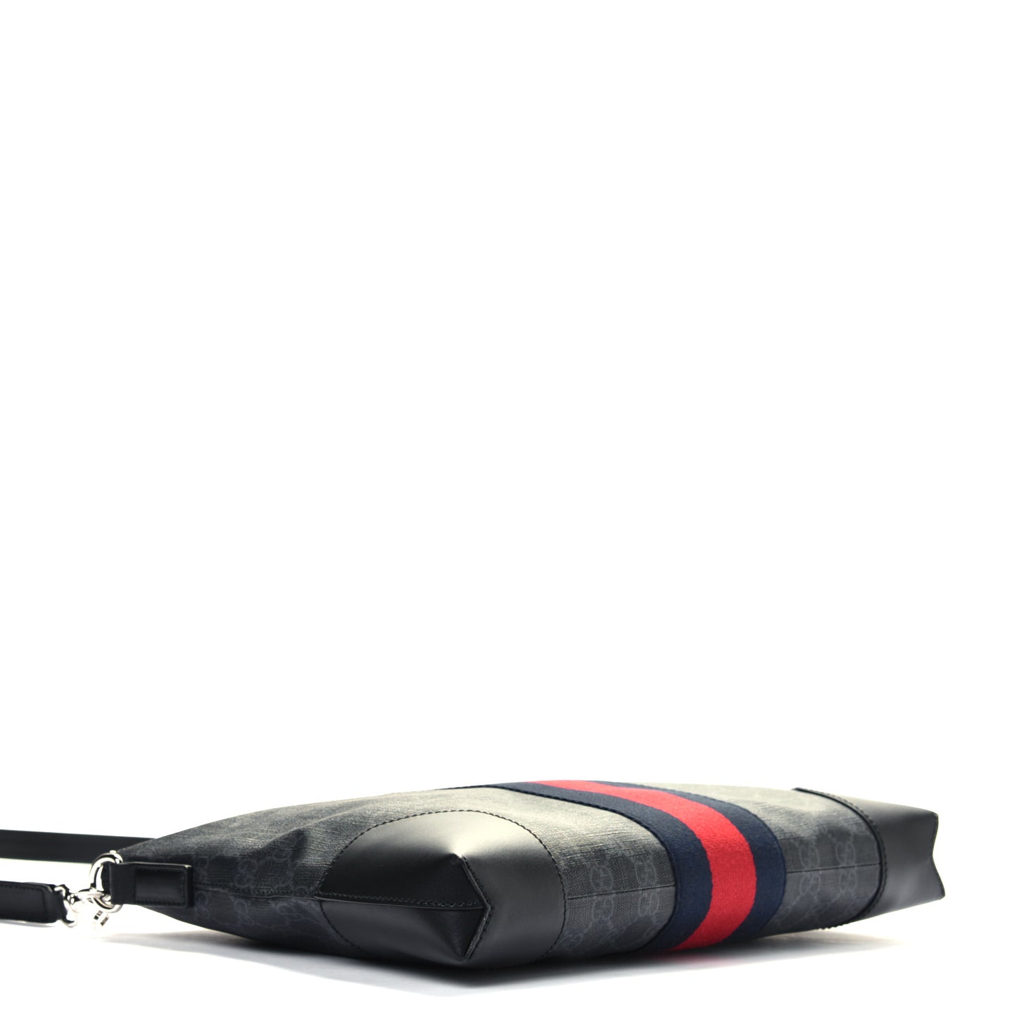 Soft GG Supreme Monogram Appia Calfskin Web East West Messenger Bag Black Grey