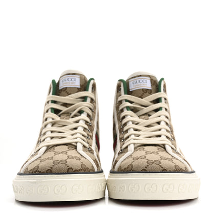 Gucci GG Monogram Web Mens 1977 Tennis High Top Sneakers 11 Beige Ebony Mystic White 3 of 9