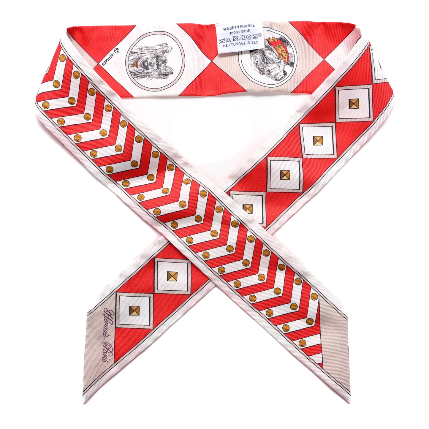 Silk Colliers Et Chiens Twilly Rouge White Mastic