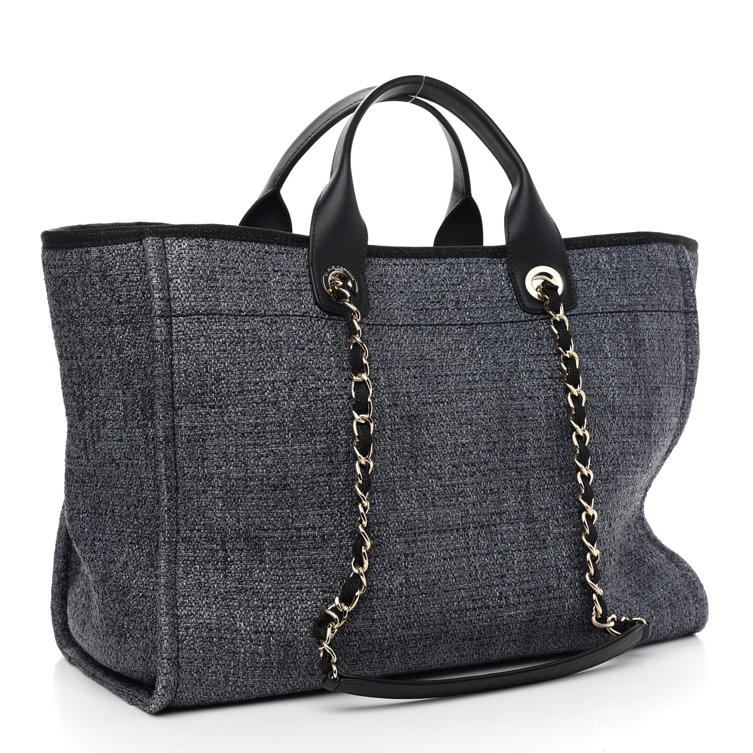 Chanel Woven Straw Raffia Large Deauville Tote Black 2 of 9