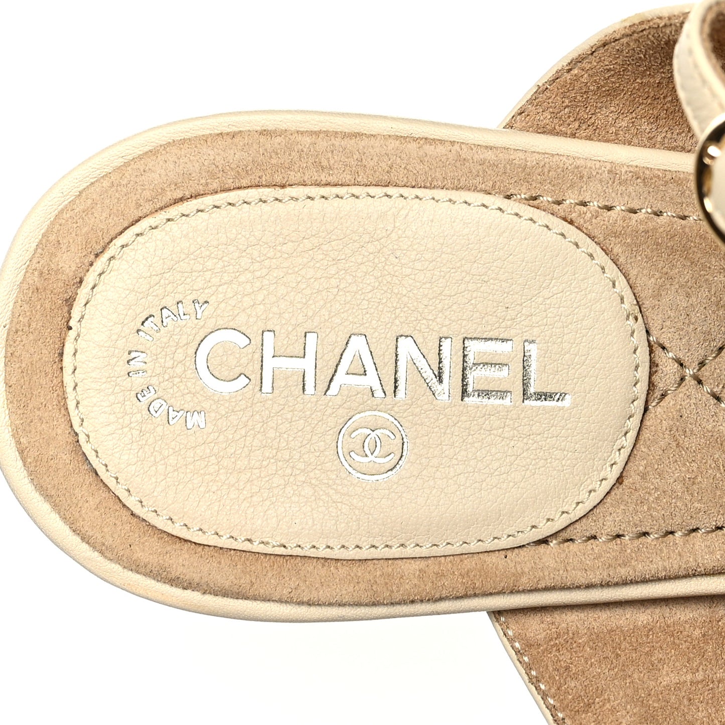 Calfskin Quilted CC Turnlock Sandals 40 Dark White
