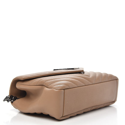 Saint Laurent Sheepskin Matelasse Chevron Monogram Medium College Bag Taupe 5 of 10