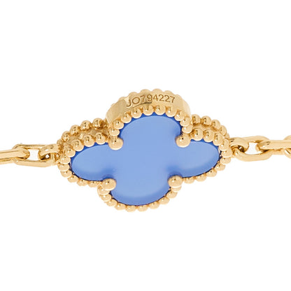 Van Cleef & Arpels 18K Yellow Gold Blue Agate 5 Motifs Vintage Alhambra Bracelet 4 of 4