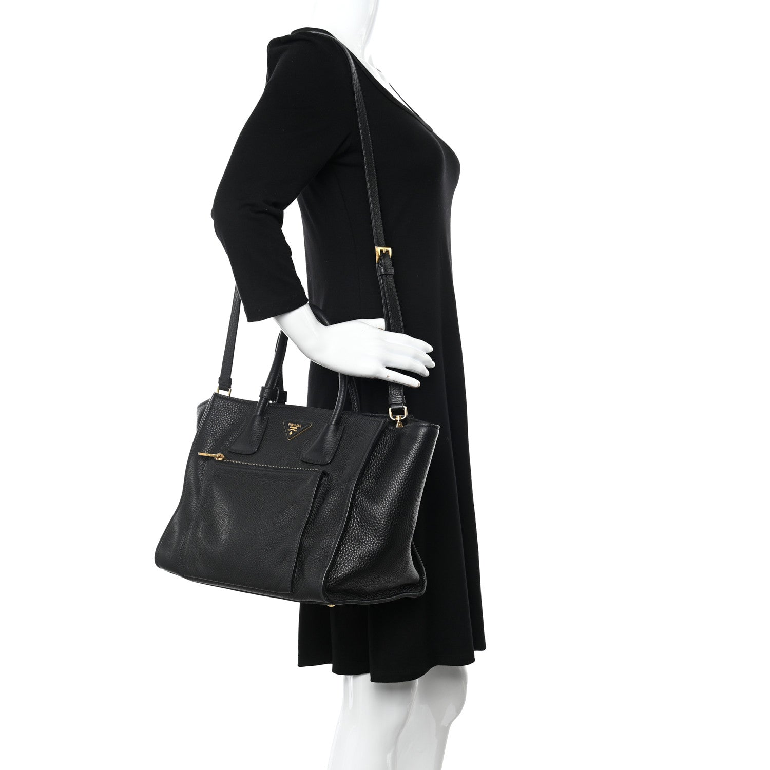 Prada Vitello Phenix Shopping Tote Black 2 of 18