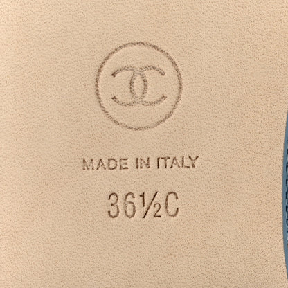 Chanel Denim Quilted Cap Toe CC Ballerina Flats 36.5 Light Blue 8 of 10