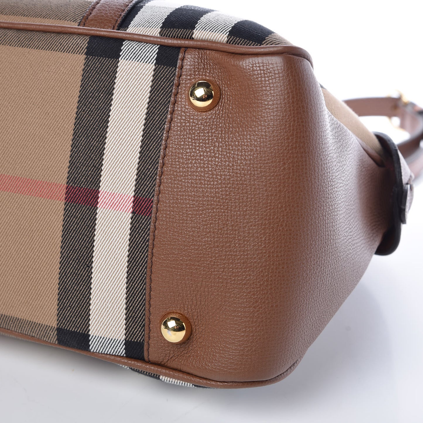 Derby Calfskin House Check Medium Milverton Satchel Tan