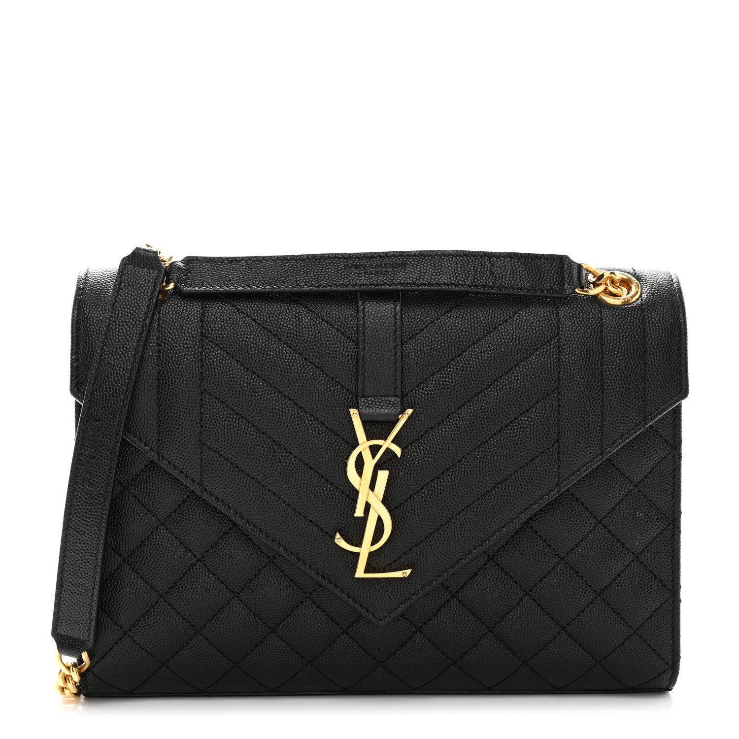 Saint Laurent Grain De Poudre Textured Mixed Matelasse Triquilt Medium Monogram Satchel Black 1 of 11