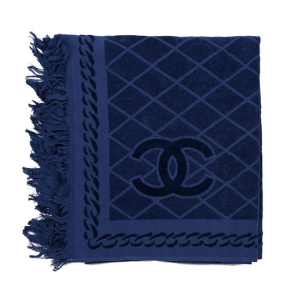 Chanel Terry Cotton CC Beach Towel Blue 1 of 3