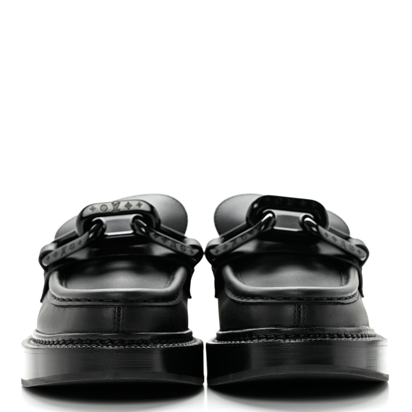 Calfskin Oversized Chain Academy Loafers 36 Black