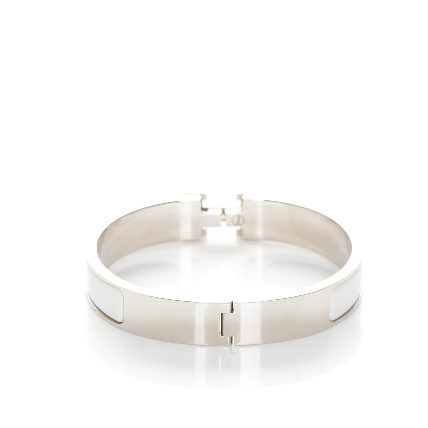 Enamel Narrow Clic Clac H Bracelet GM White