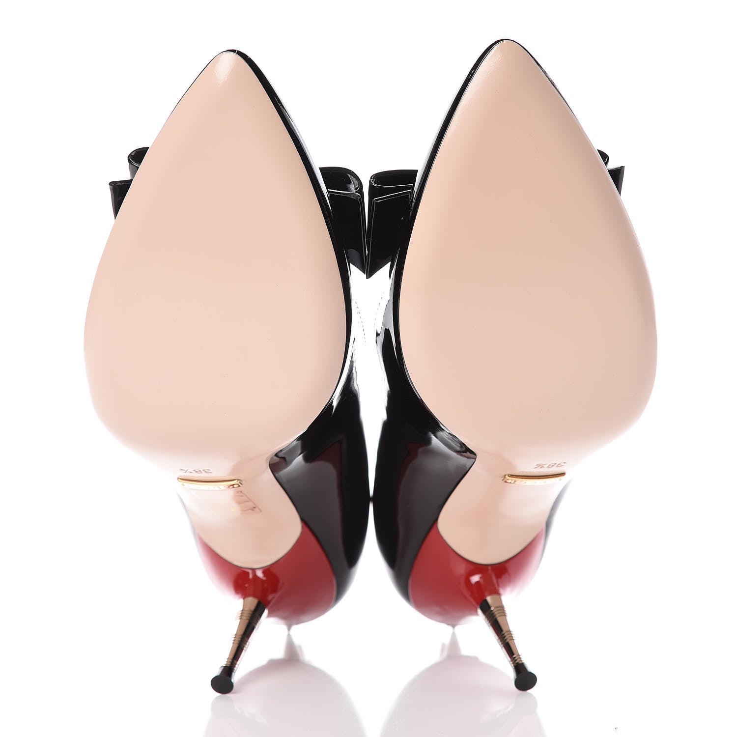 Gucci Patent GG Bow Sadie Spike Mid Heel Pumps 38.5 Black 5 of 9