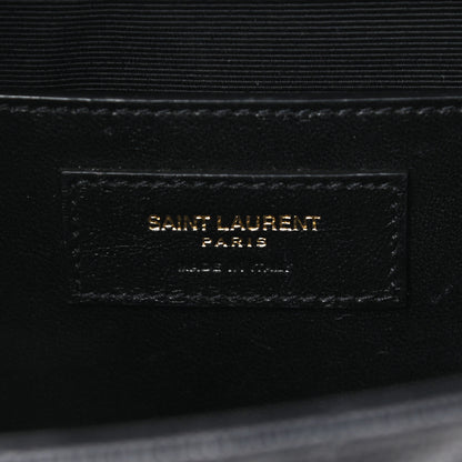 Saint Laurent Grain De Poudre Matelasse Chevron Medium Monogram Satchel Black 6 of 11