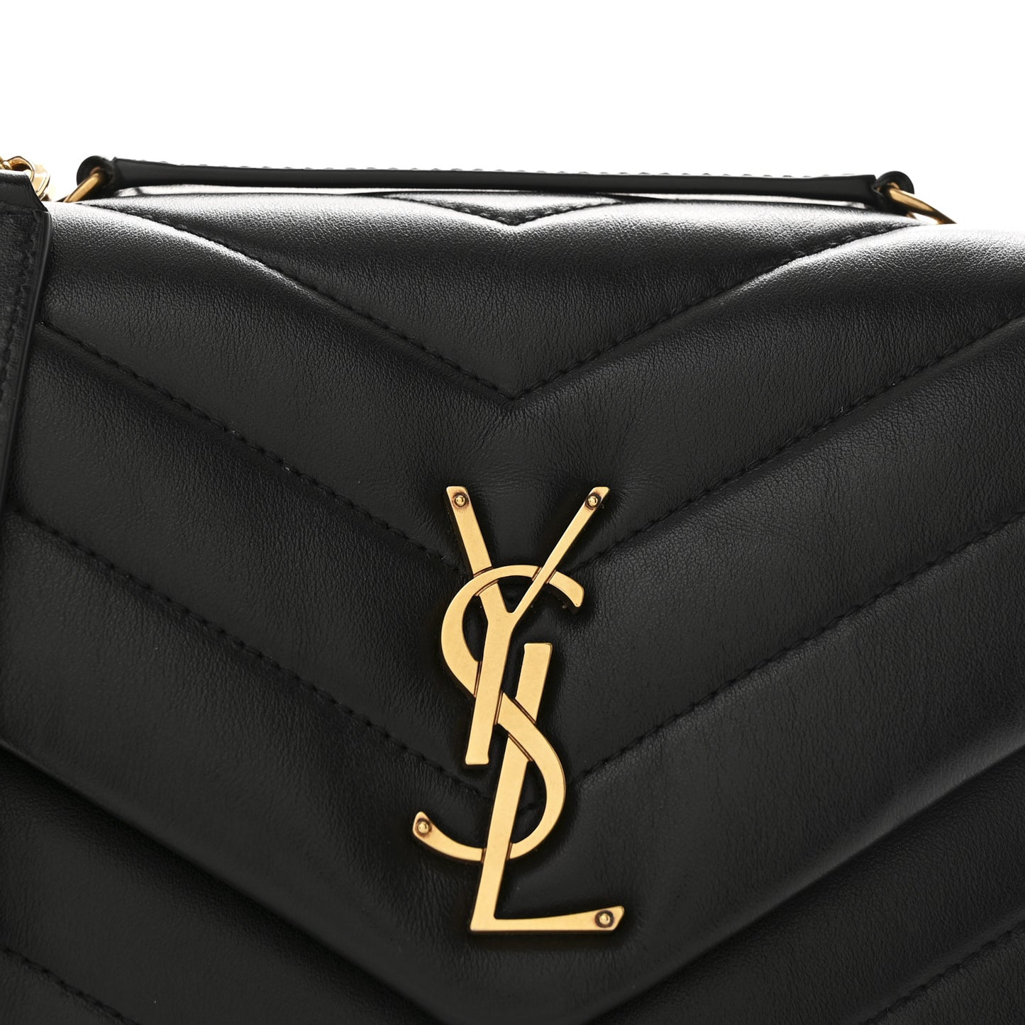 Calfskin Y Quilted Monogram Small Loulou Chain Satchel Black