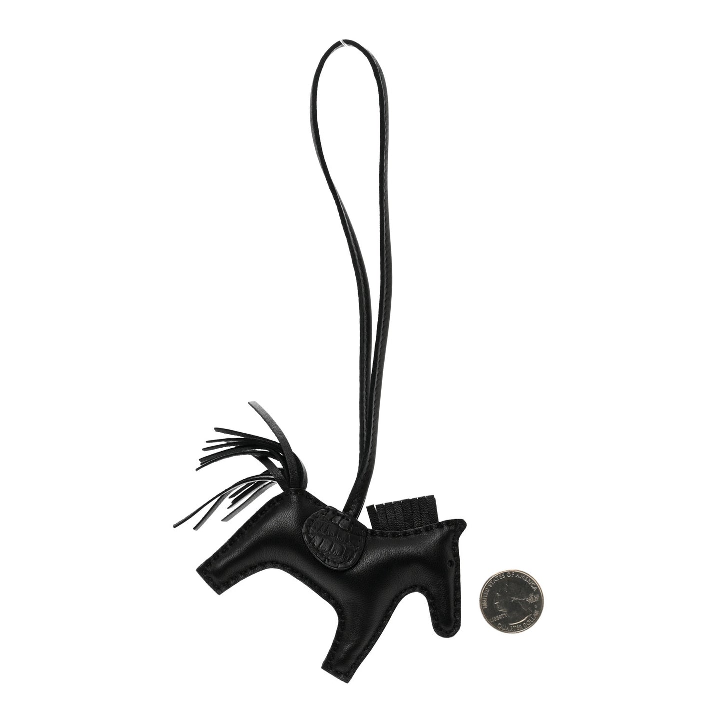 Milo Lambskin Matte Alligator Touch Grigri Rodeo Horse Bag Charm PM So Black
