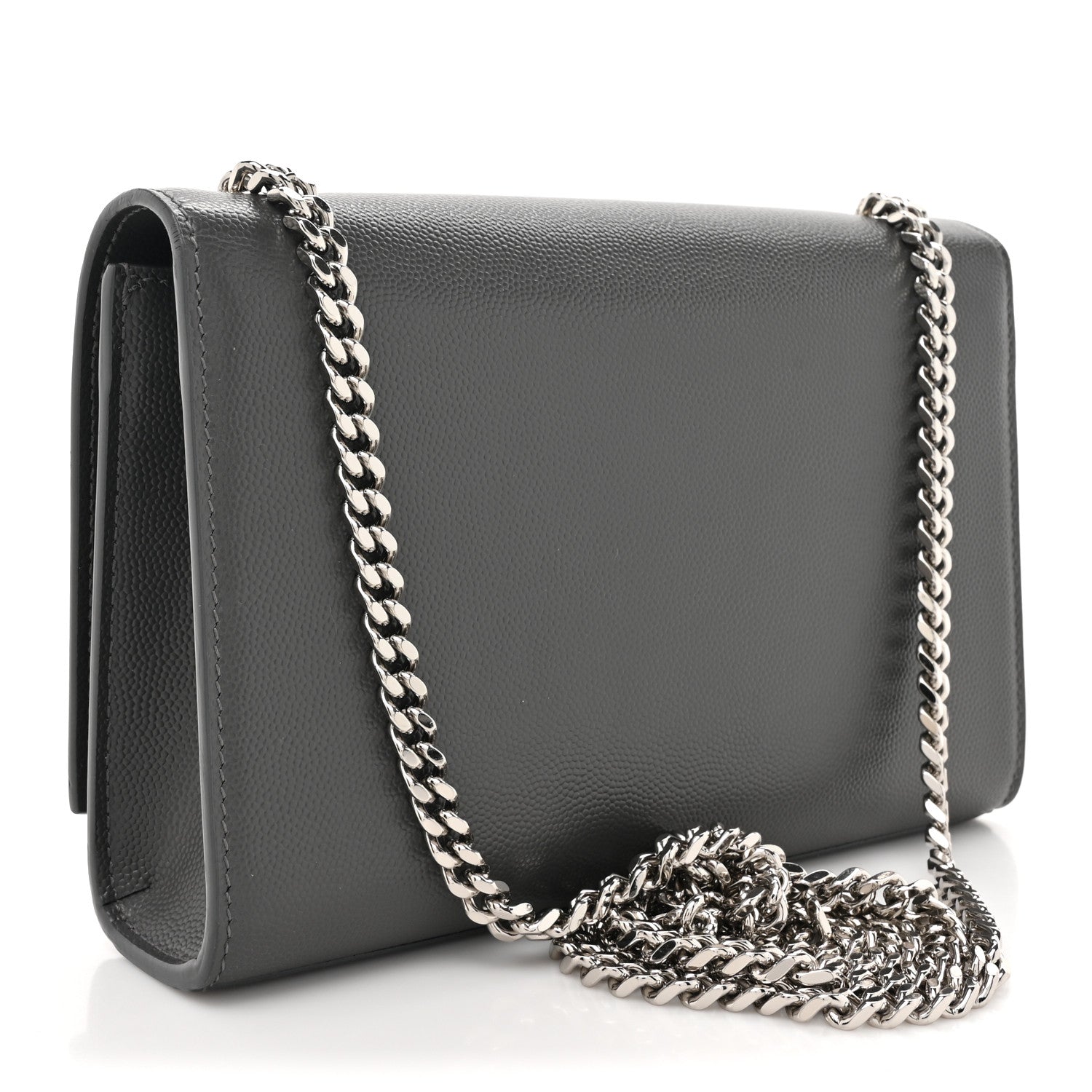 Saint Laurent Grain De Poudre Medium Classic Monogram Kate Satchel Earth Grey 3 of 15