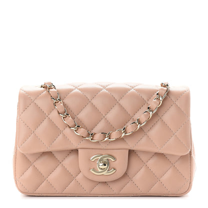 Chanel Lambskin Quilted Mini Rectangular Flap Beige 1 of 8