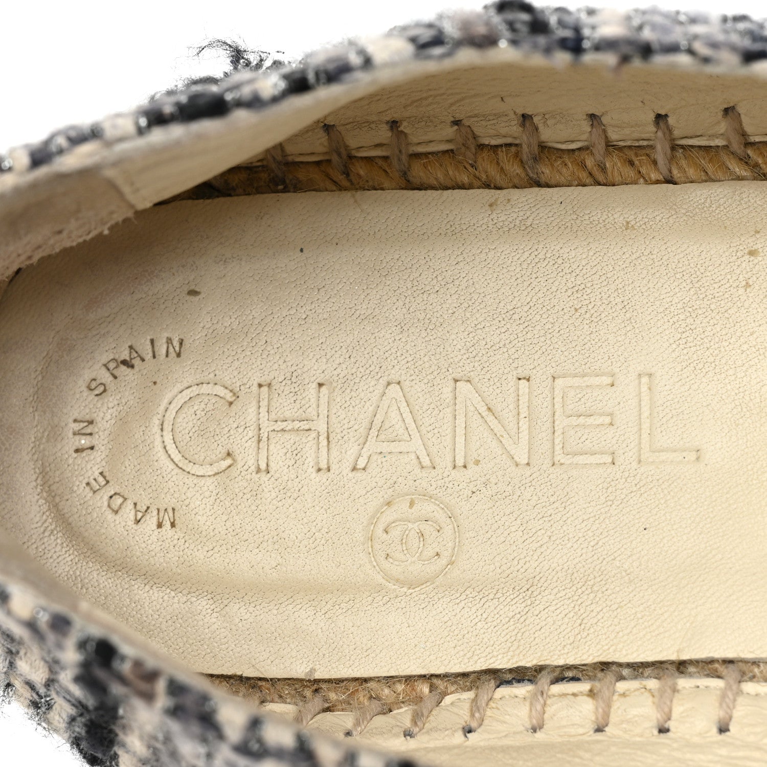 Chanel Metallic Tweed Lambskin CC Espadrilles 38 Black Silver 7 of 15