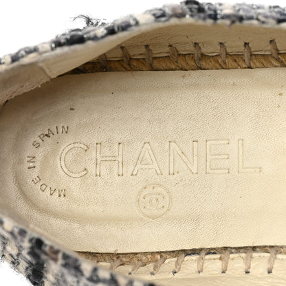 Chanel Metallic Tweed Lambskin CC Espadrilles 38 Black Silver 7 of 15