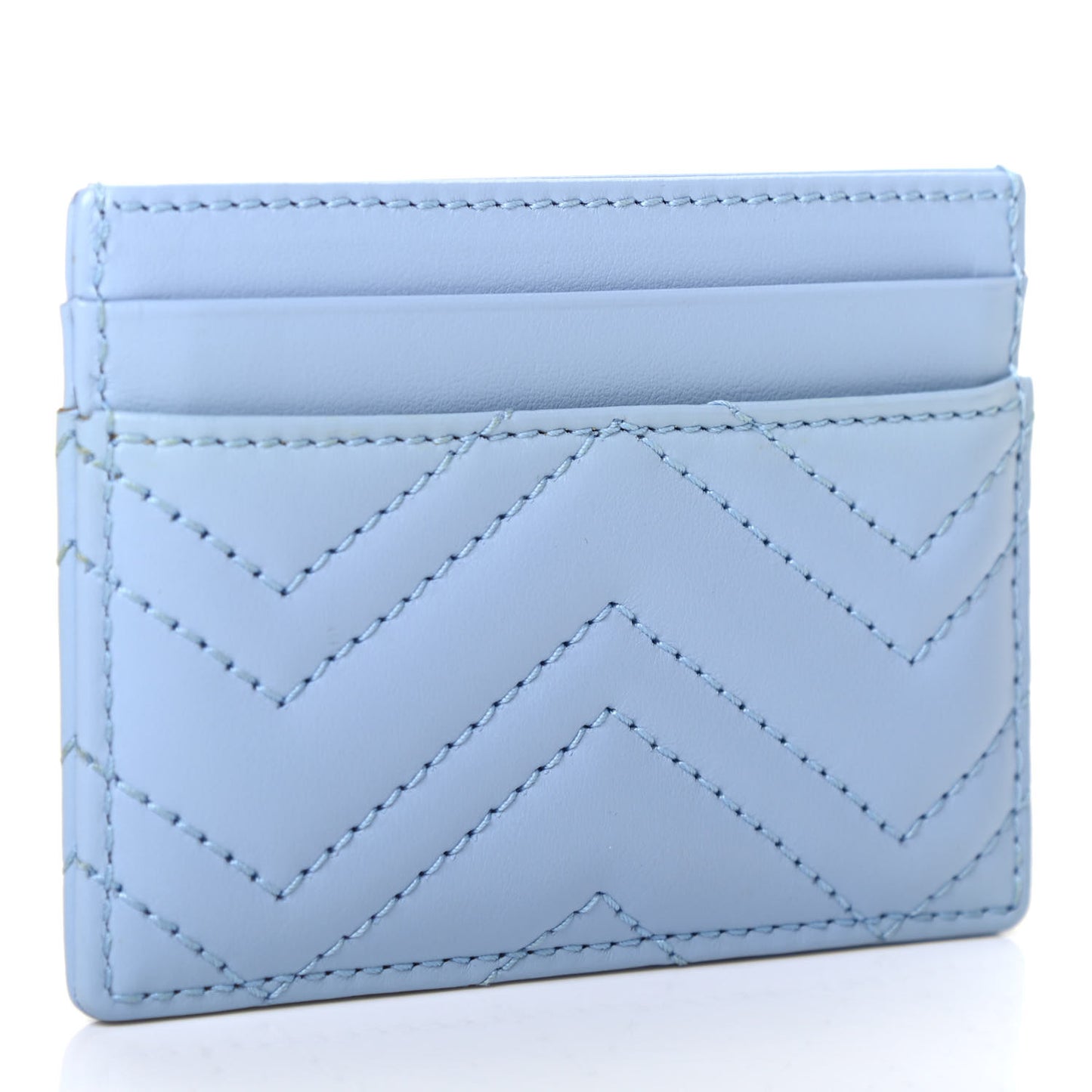 Calfskin Matelasse GG Marmont Card Holder Porcelain Light Blue