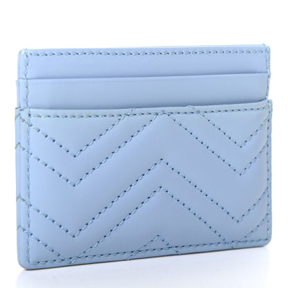 Gucci Calfskin Matelasse GG Marmont Card Holder Porcelain Light Blue 2 of 4