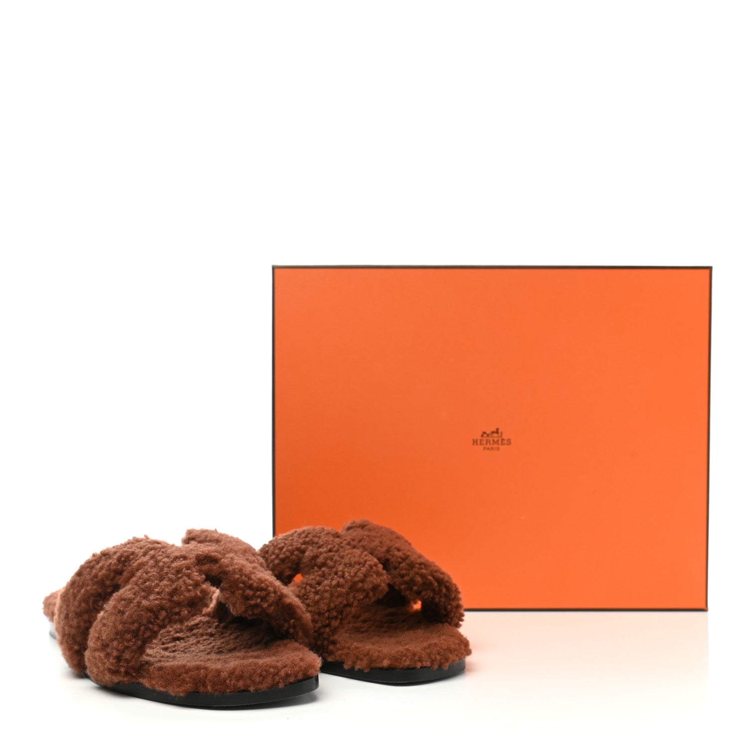 Hermes Woolskin Oran Sandals 39 Cognac 9 of 9