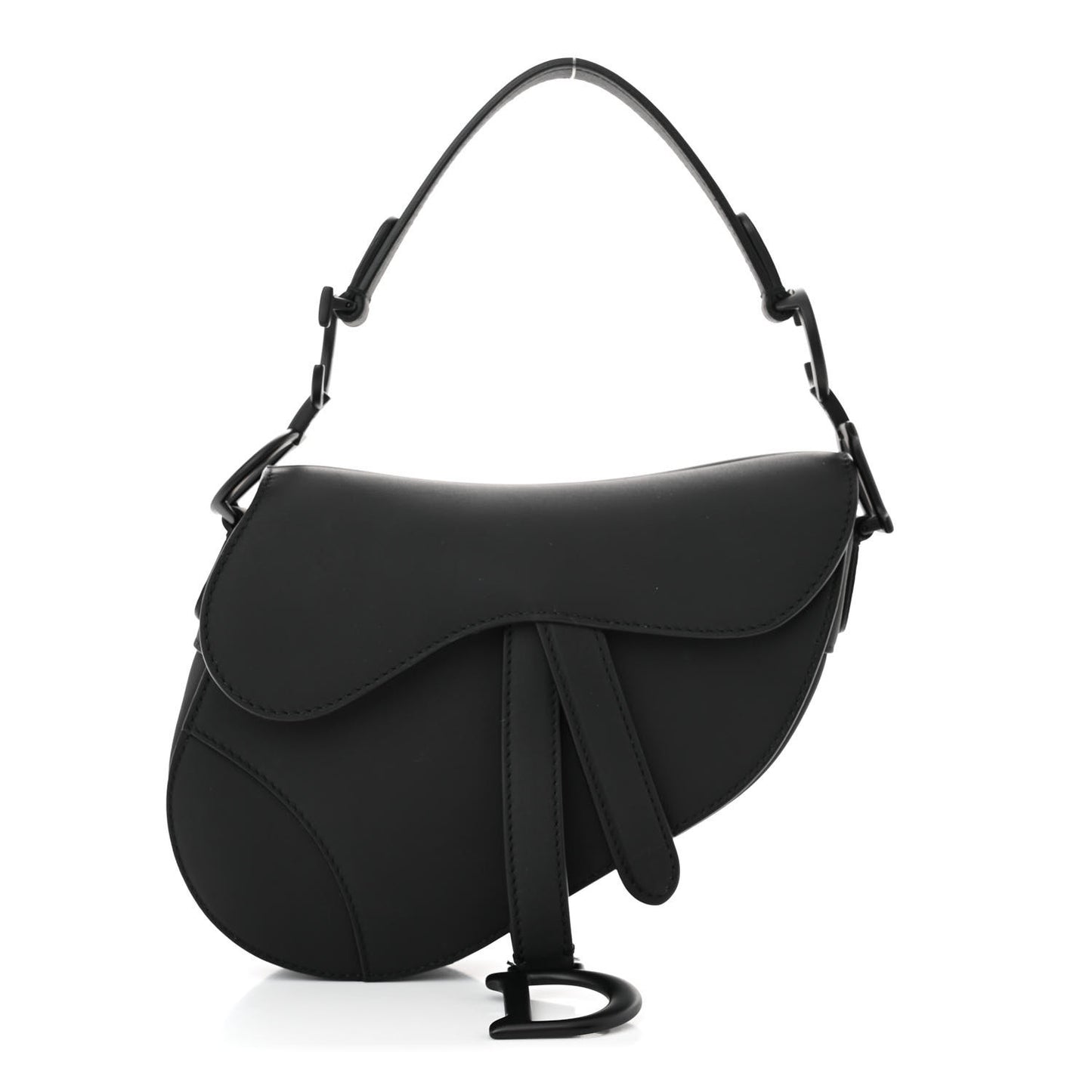 Ultra Matte Calfskin Mini Saddle Bag Black