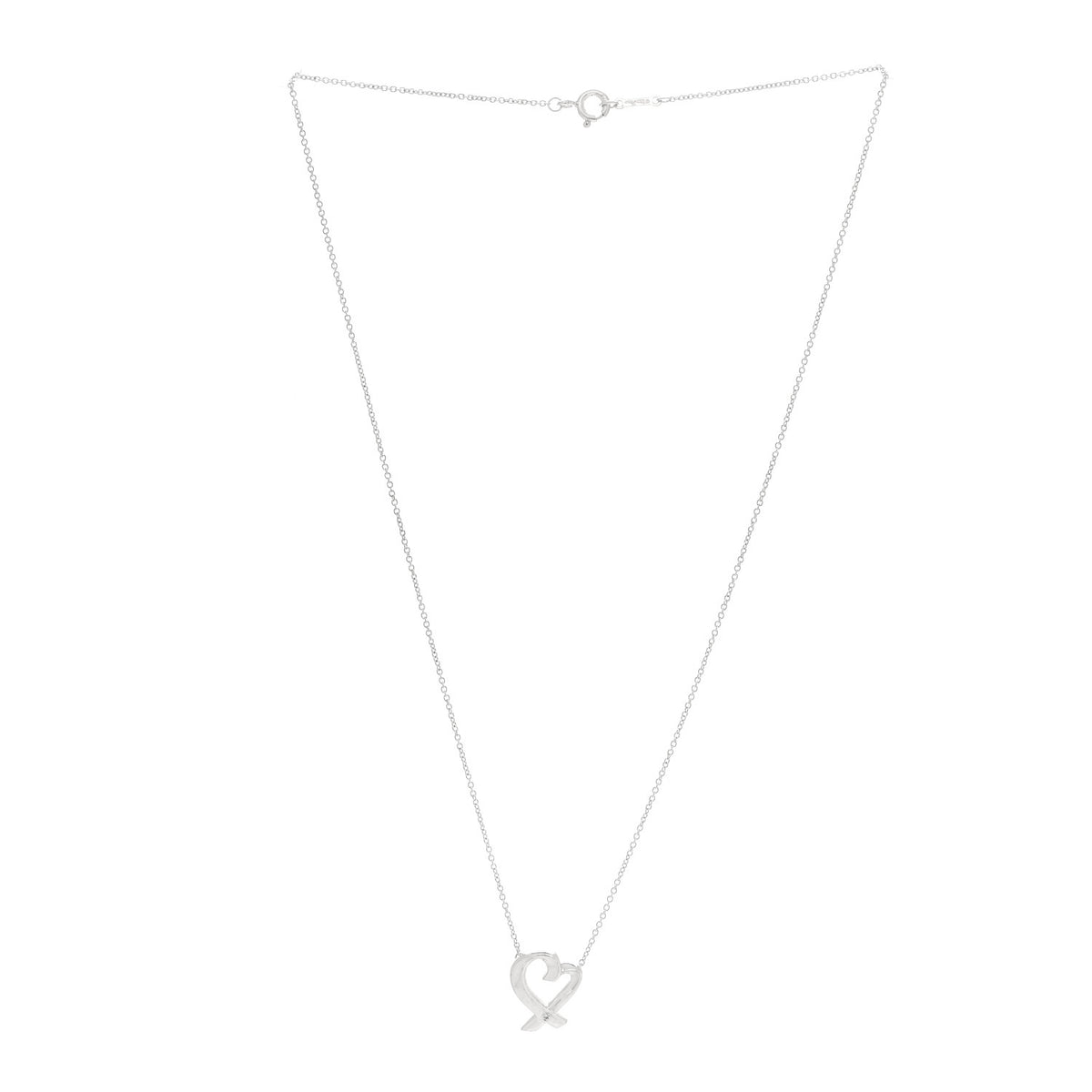 Tiffany Sterling Silver Diamond Paloma Picasso Loving Heart Necklace 3 of 6