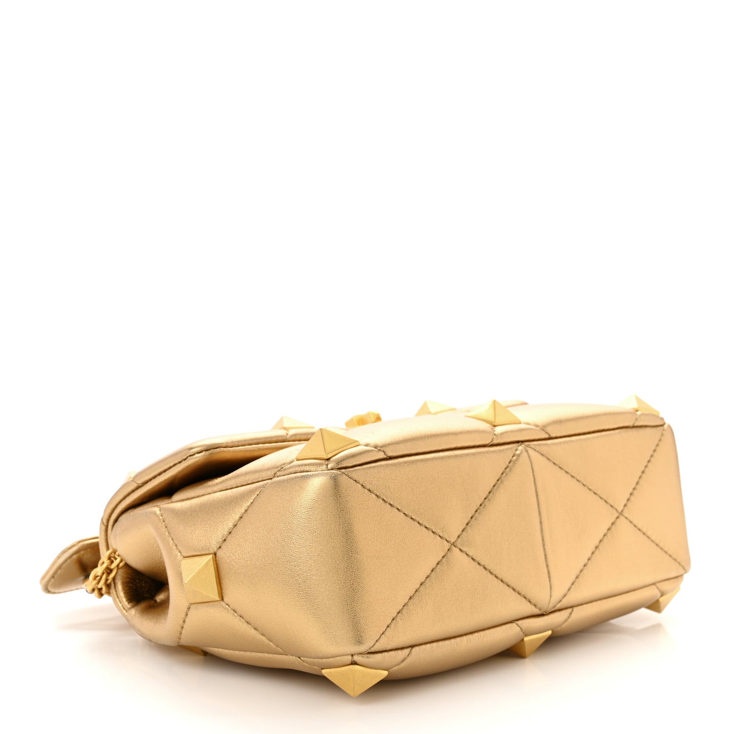 Nappa Medium Roman Stud Shoulder Bag Antique Brass