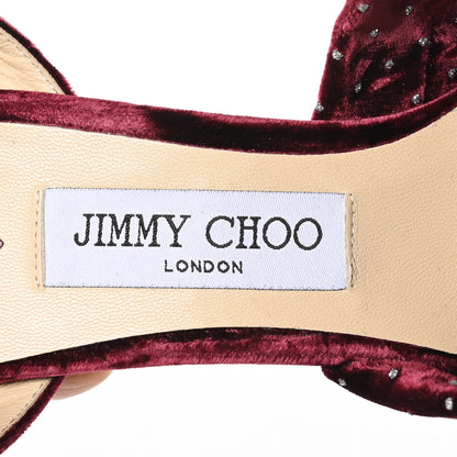 Jimmy Choo Velvet Glitter Spotted Heloise 120 Sandals 39 Grape Silver 6 of 7