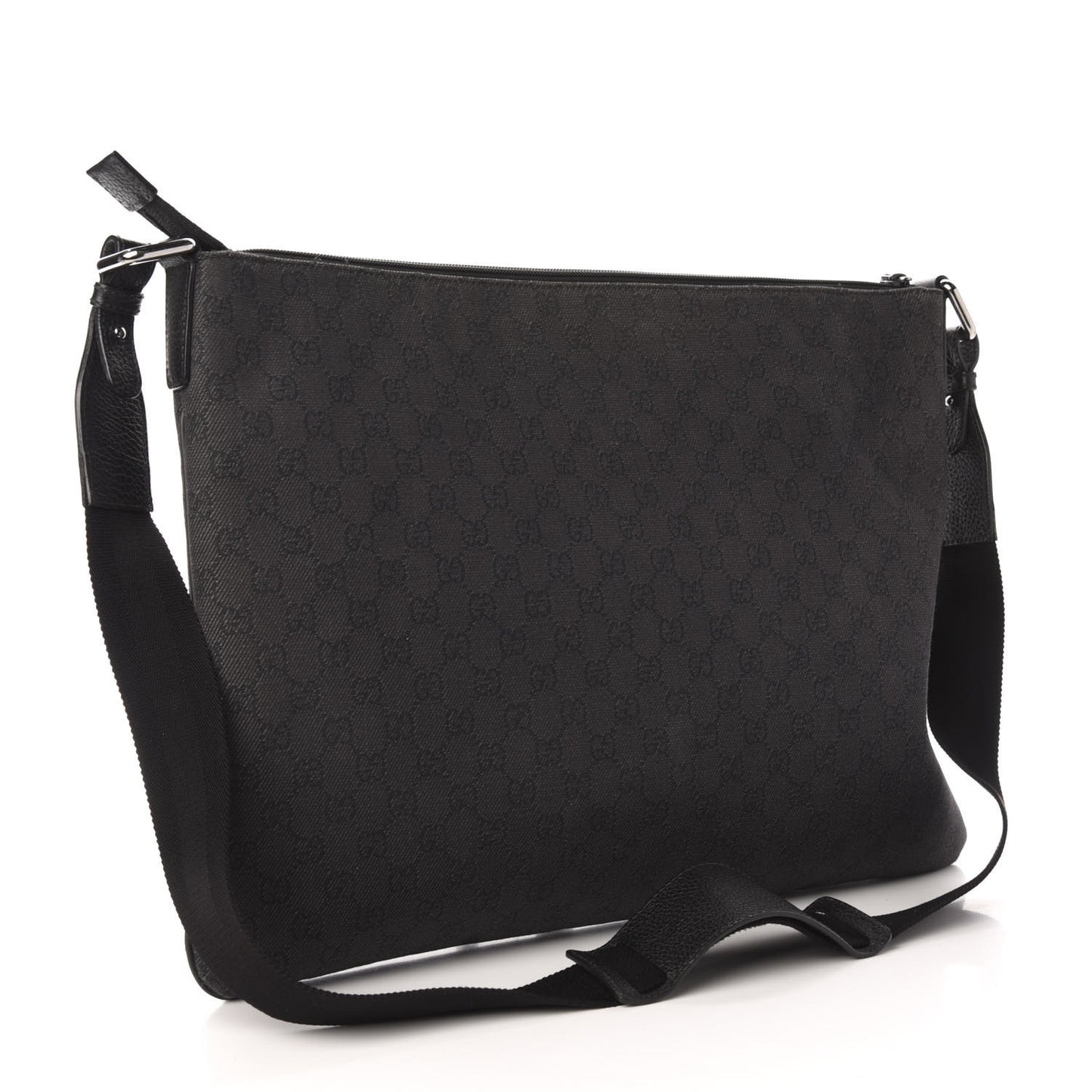 Denim Monogram Flat Messenger Bag Black