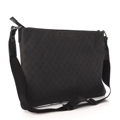 Gucci Denim Monogram Flat Messenger Bag Black 3 of 11