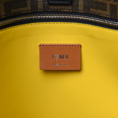 Fendi Glazed Fabric Vitello Century FF 1974 Roma Amor Tote Tobacco Moro Black Limone 6 of 13